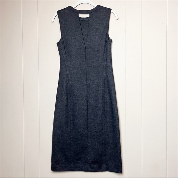 Theory Wool Gevel Dress 4 gray flannel neutral minimalist career work shift - Picture 5 of 14